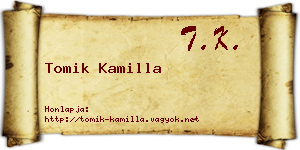 Tomik Kamilla névjegykártya